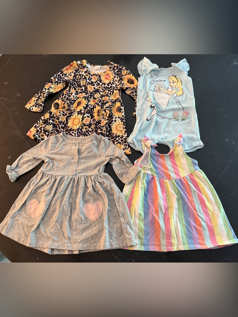 Lot of 4 Girl Dresses including Disney and Carters